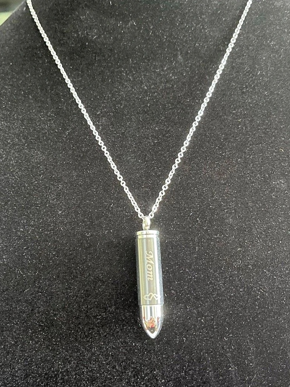 Bundle of 2 Mom & Dad Bullet Cremation Urn Necklaces - Stainless Steel 22" Chain